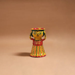 Women - Handpainted Manjusha Art Terracotta Doll Candle Stand for Home Decor 14