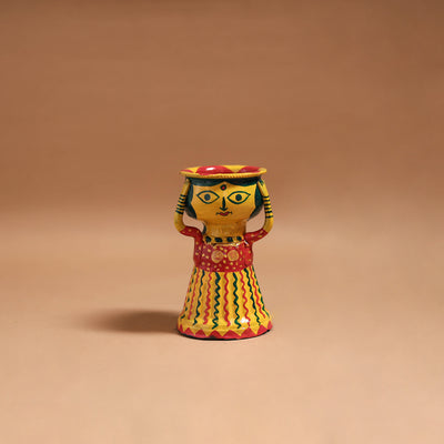 Women - Handpainted Manjusha Art Terracotta Doll Candle Stand for Home Decor 14