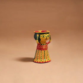 Women - Handpainted Manjusha Art Terracotta Doll Candle Stand for Home Decor 14