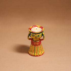Women - Handpainted Manjusha Art Terracotta Doll Candle Stand for Home Decor 14
