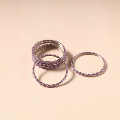 Hapur Flower Beadwork Bangles by Aagaz (Set of 6) 08