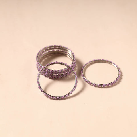 Hapur Flower Beadwork Bangles by Aagaz (Set of 6) 08