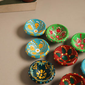 Decorative handpainted clay diya (set of 10) 02