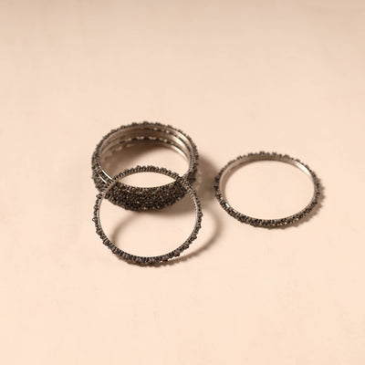 Hapur Flower Beadwork Bangles by Aagaz (Set of 6) 07