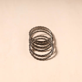 Hapur Flower Beadwork Bangles by Aagaz (Set of 6) 07