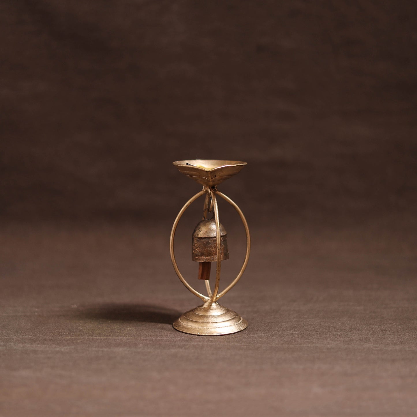 Kutch Copper Coated Candle Stand with Bell 10