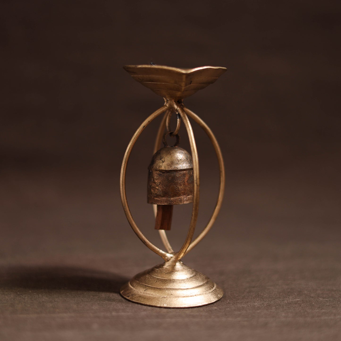 Kutch Copper Coated Candle Stand with Bell 10