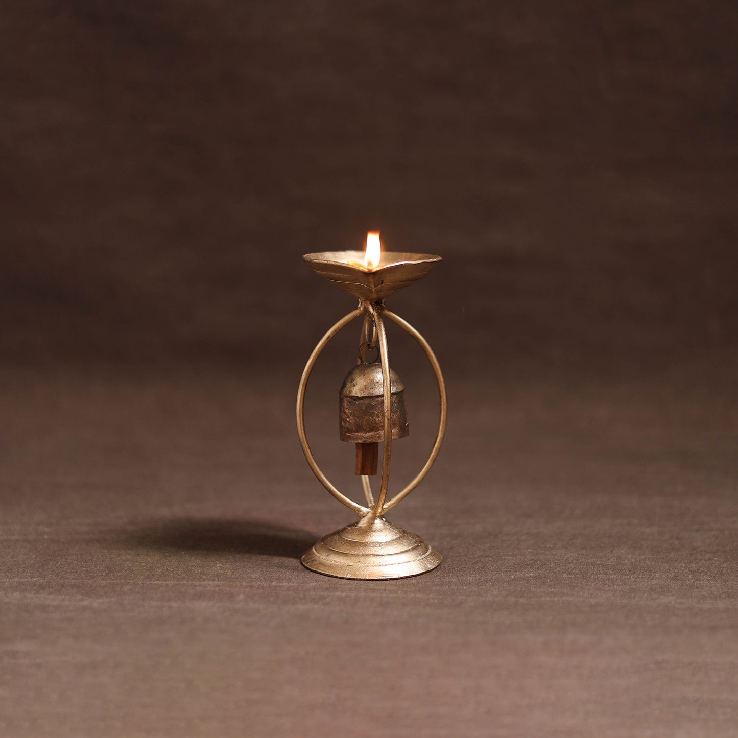 Kutch Copper Coated Candle Stand with Bell 10