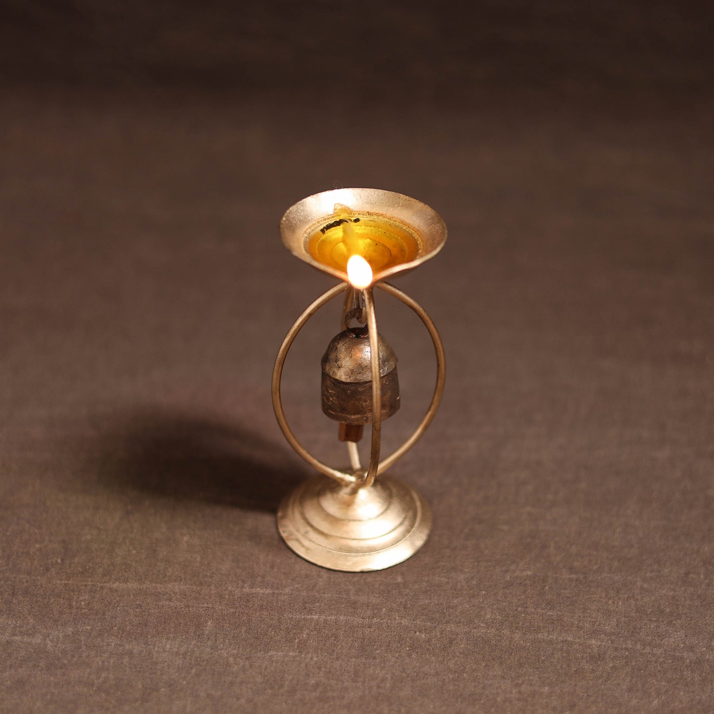 Kutch Copper Coated Candle Stand with Bell 10