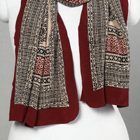 Black - Bagh Hand Block Printed Crepe Silk Stole