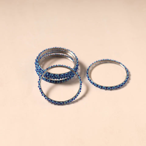 Hapur Flower Beadwork Bangles by Aagaz (Set of 6) 13