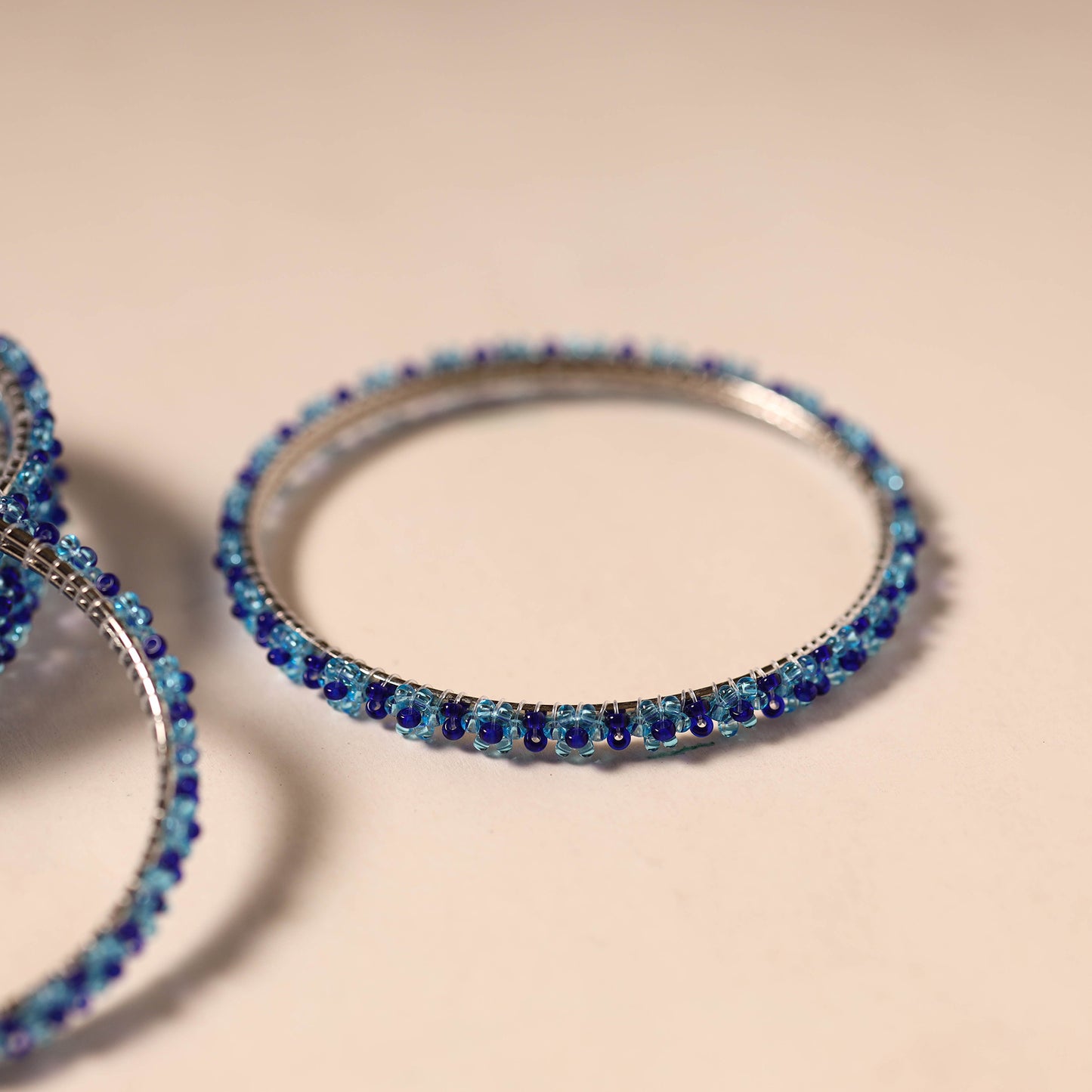 Blue - Hapur Flower Beadwork Bangles by Aagaz (Set of 6) 13