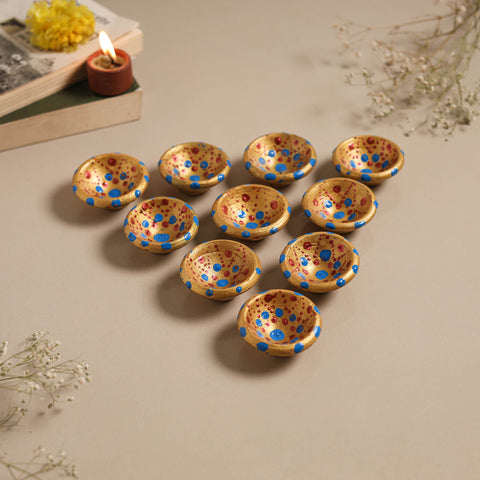 Decorative handpainted clay diya (set of 10) 08