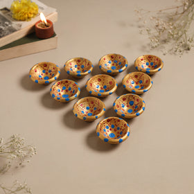 Decorative handpainted clay diya (set of 10) 08