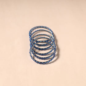 Blue - Hapur Flower Beadwork Bangles by Aagaz (Set of 6) 13