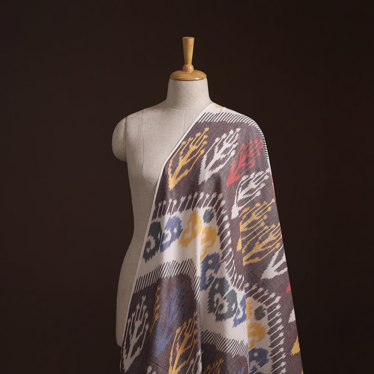 Multicolor - Pochampally Central Asian Ikat Pure Cotton Fabric 03