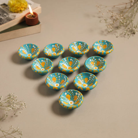 Decorative handpainted clay diya (set of 10) 28