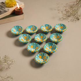 Decorative handpainted clay diya (set of 10) 28