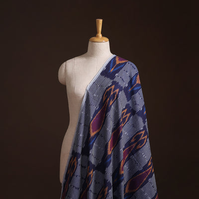 Blue - Pochampally Central Asian Ikat Pure Cotton Fabric 04