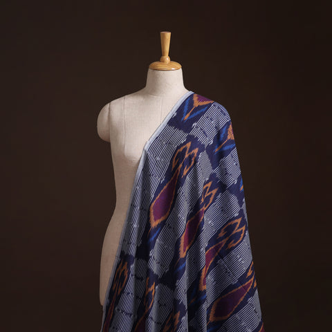 Blue - Pochampally Central Asian Ikat Pure Cotton Fabric 04