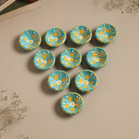 Decorative handpainted clay diya (set of 10) 28