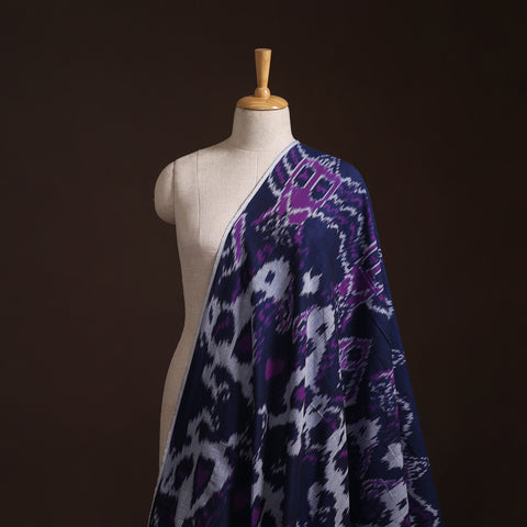Blue - Pochampally Central Asian Ikat Pure Cotton Fabric 08