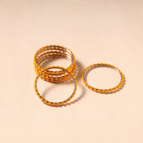 Hapur Flower Beadwork Bangles by Aagaz (Set of 6) 18