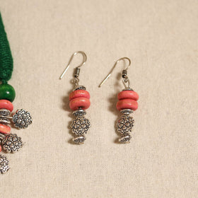 Orange - german silver wooden beads necklace set 01