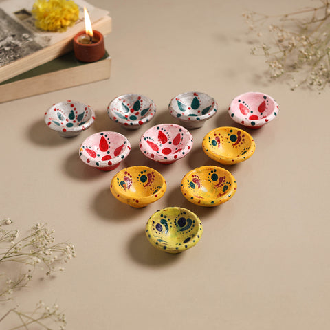 Decorative handpainted clay diya (set of 10) 33