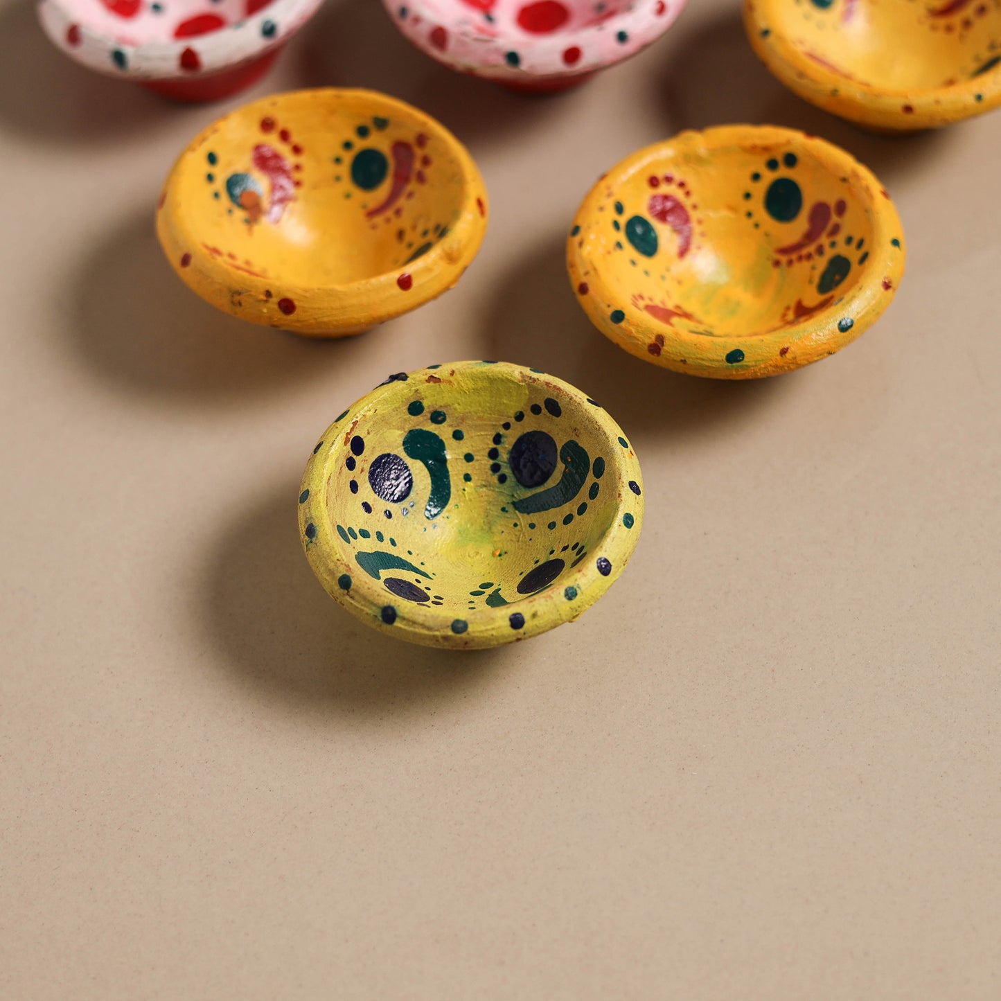 Decorative handpainted clay diya (set of 10) 33