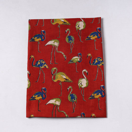 Red - Kalamkari Printed Cotton Precut Fabric (1.4 meter) 08