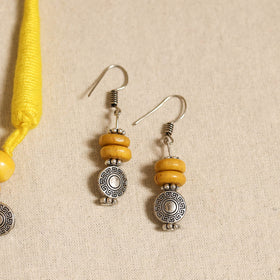 Yellow - german silver wooden beads necklace set 07