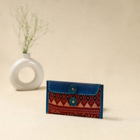 Handcrafted Kutch Embroidery Leather Ajrakh Clutch / Wallet 01
