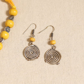 Yellow - german silver wooden beads necklace set 13