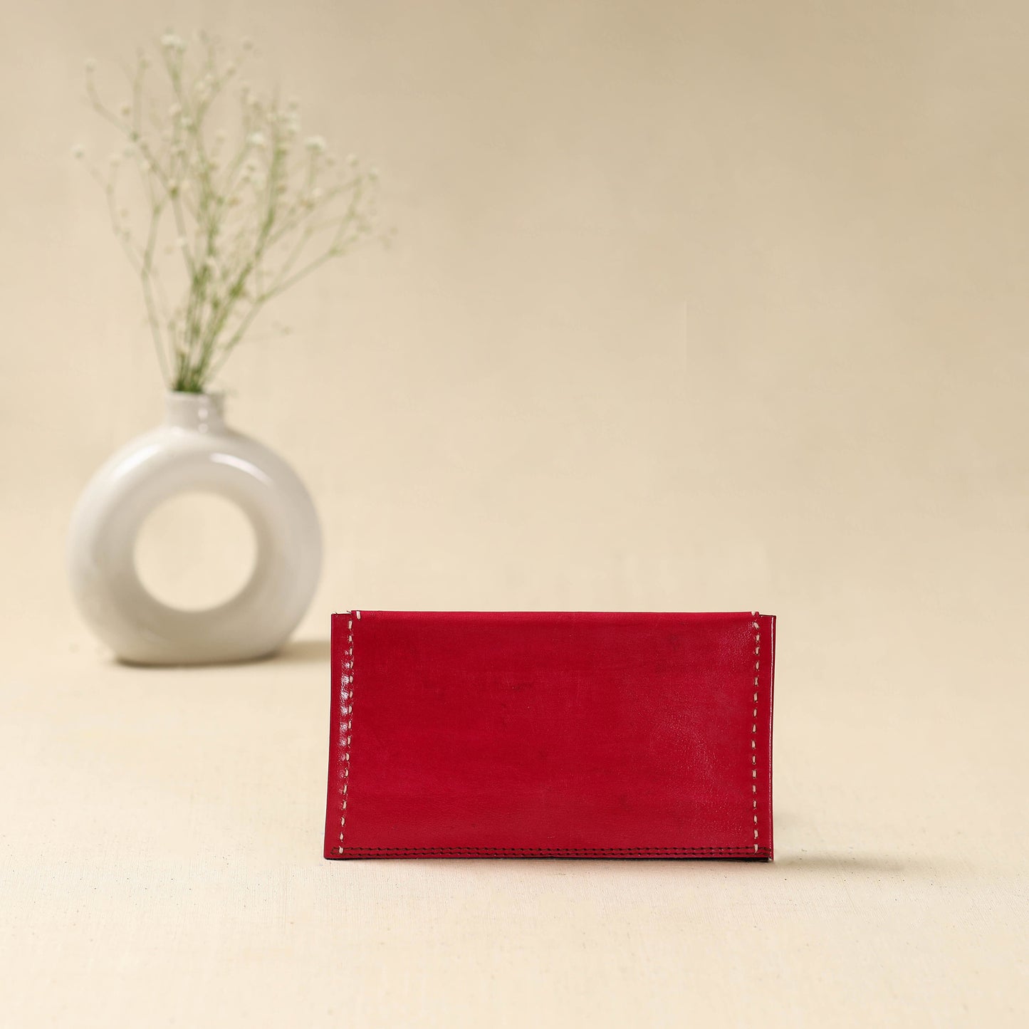 Handcrafted Kutch Embroidery Leather Ajrakh Clutch / Wallet 02