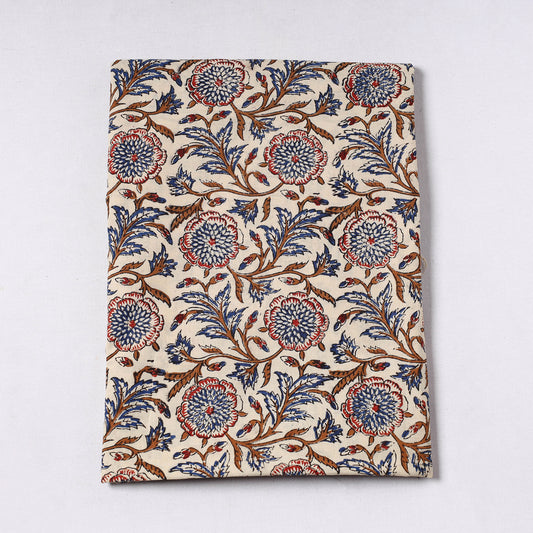 Beige - Pedana Kalamkari Block Printed Cotton Precut Fabric (2 meter) 22
