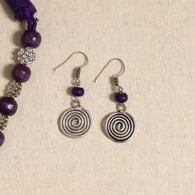 Purple - german silver wooden beads necklace set 15