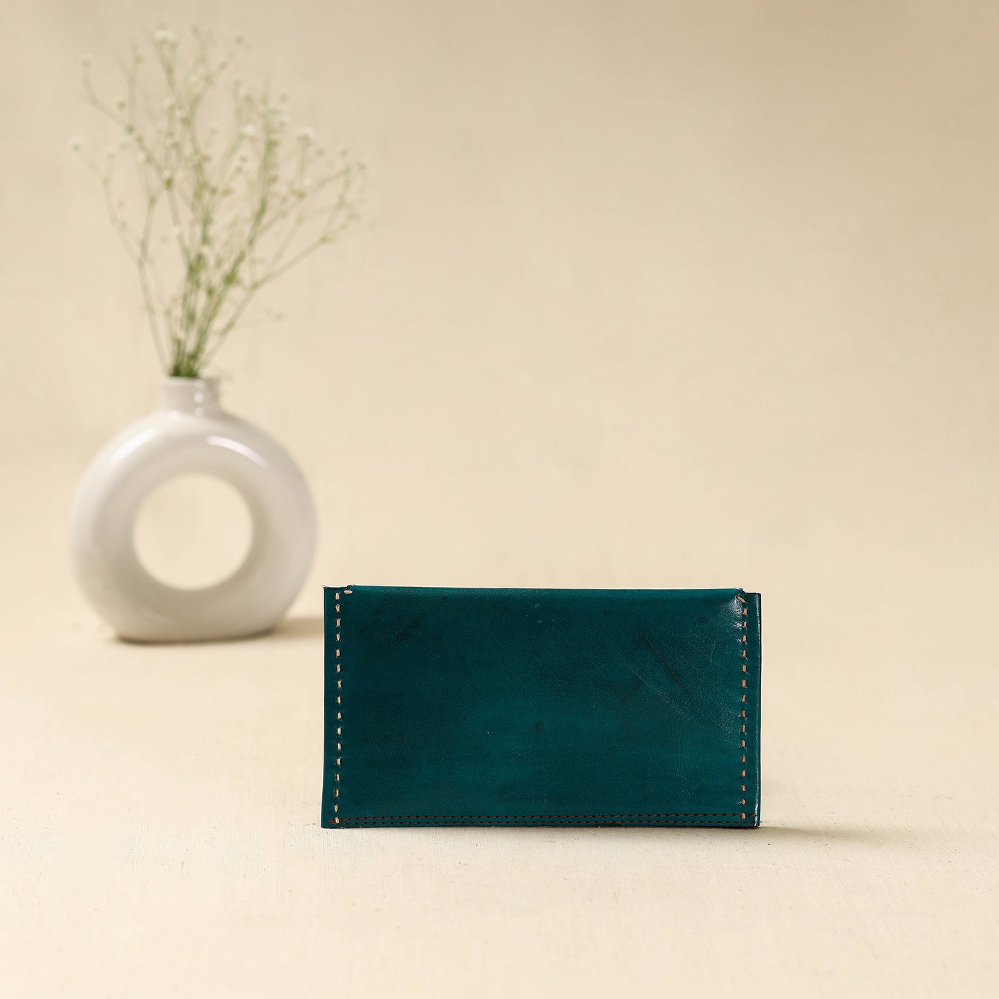 Handcrafted Kutch Embroidery Leather Ajrakh Clutch / Wallet 03