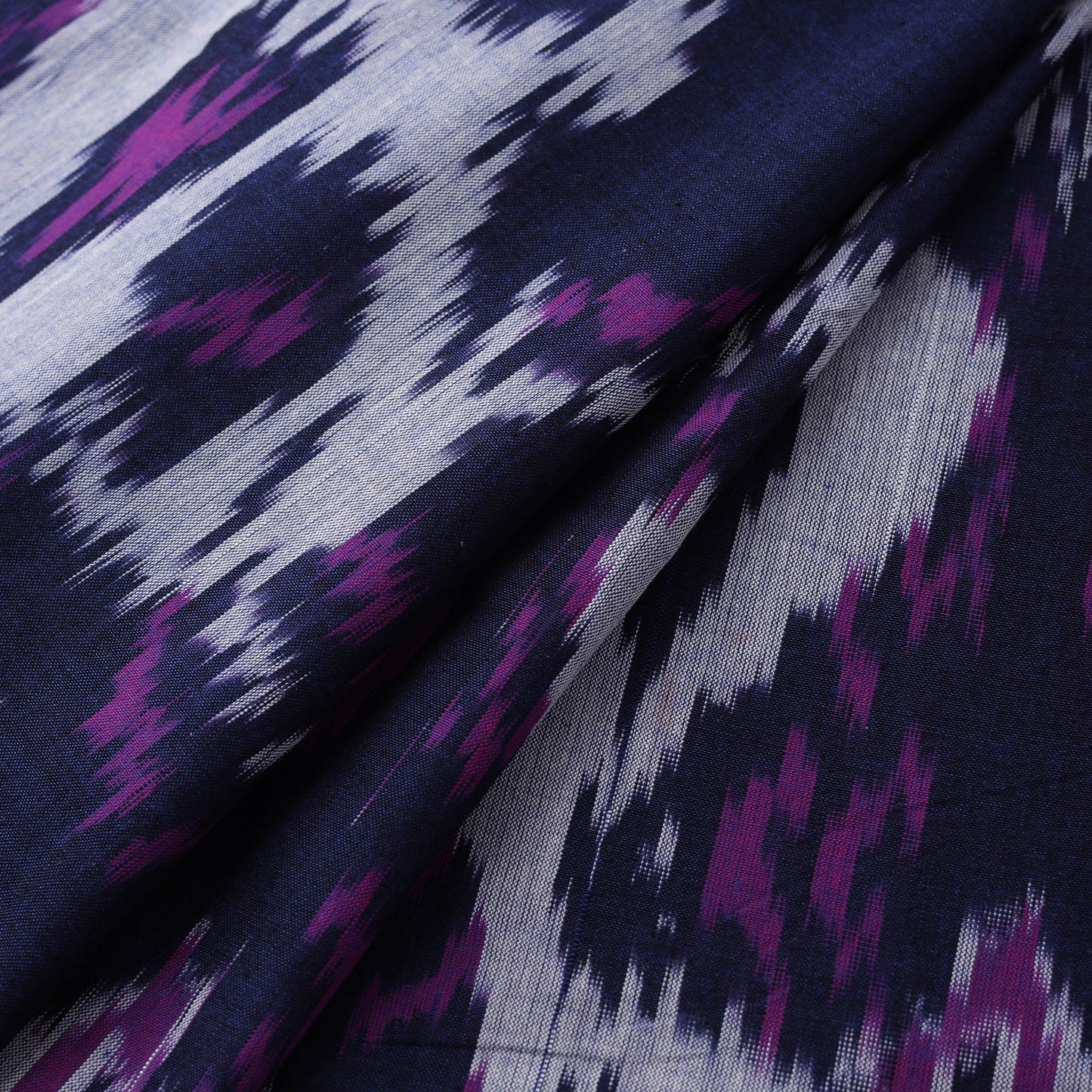Blue - Pochampally Central Asian Ikat Pure Cotton Fabric 08