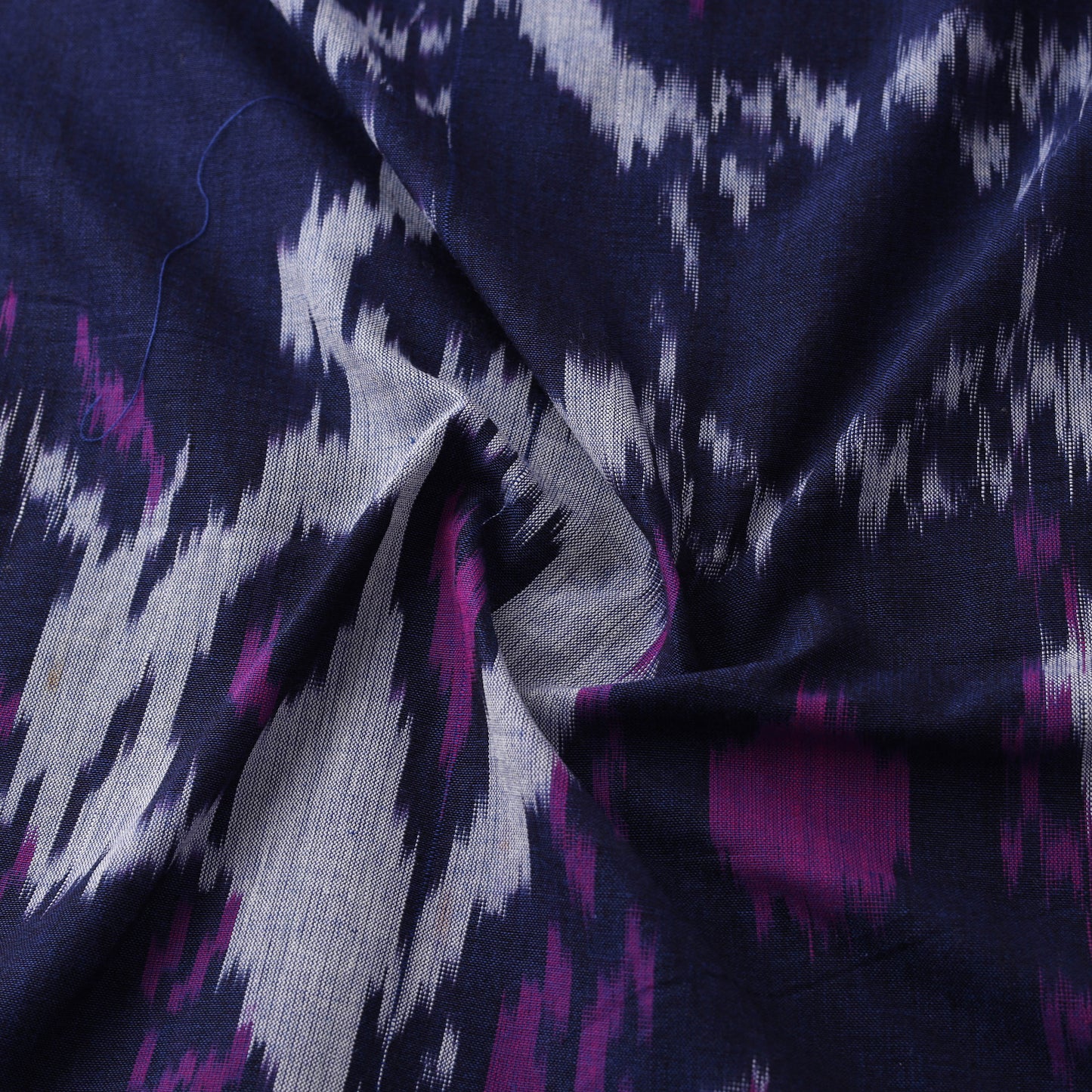 Blue - Pochampally Central Asian Ikat Pure Cotton Fabric 08