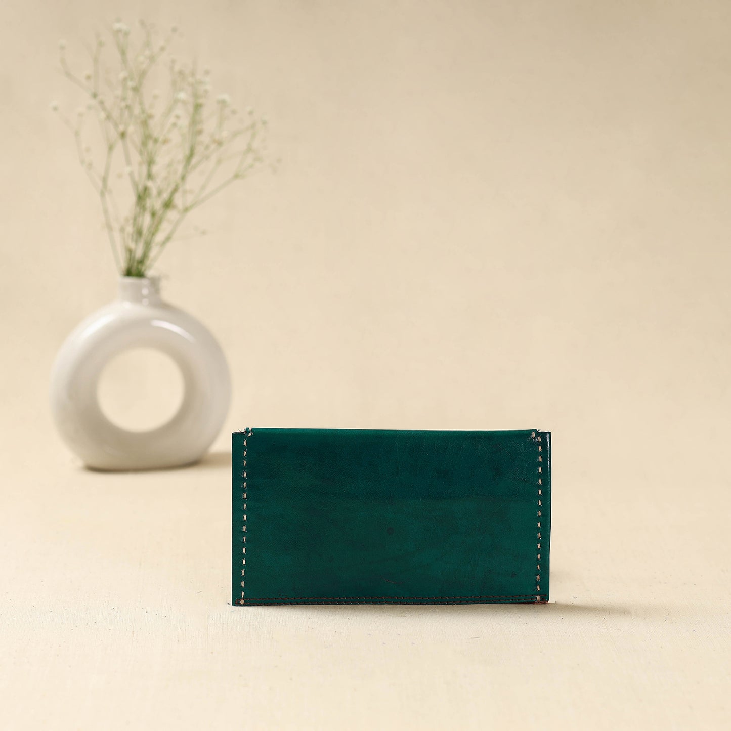 Handcrafted Kutch Embroidery Leather Ajrakh Clutch / Wallet 04