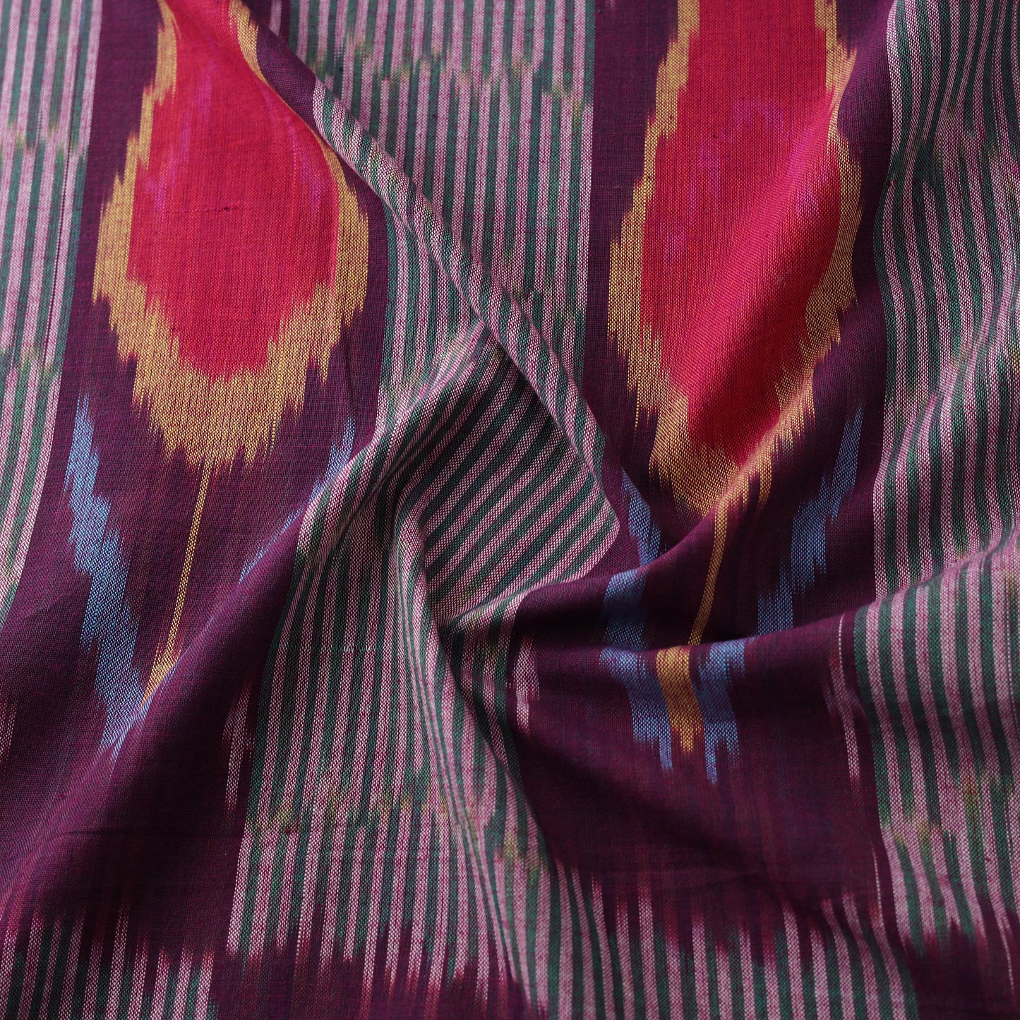 Multicolor - Pochampally Central Asian Ikat Pure Cotton Fabric 07