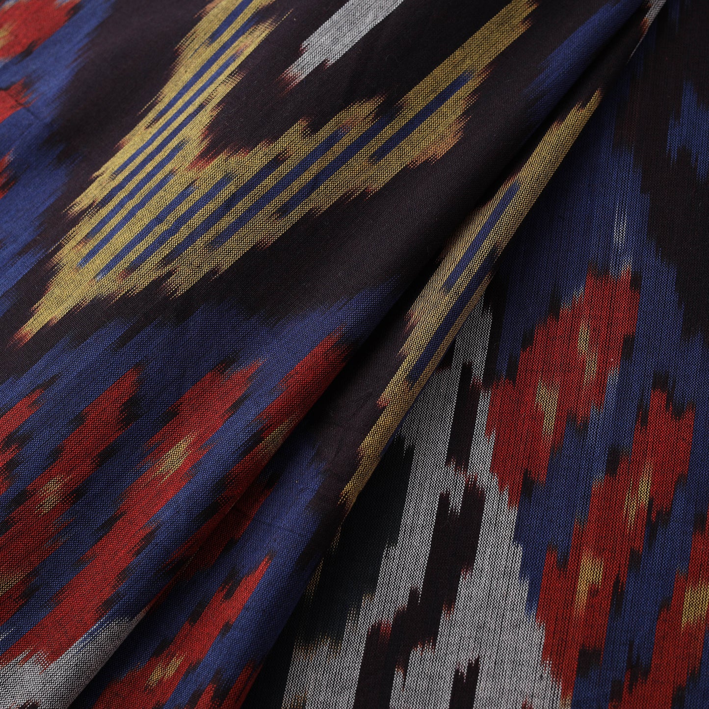 Multicolor - Pochampally Central Asian Ikat Pure Cotton Fabric 06