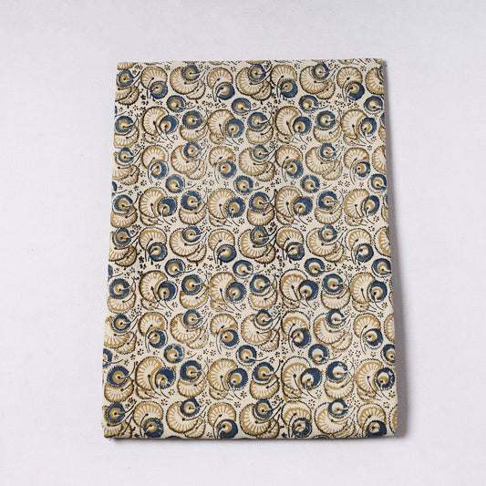 Beige - Pedana Kalamkari Block Printed Cotton Precut Fabric (1 meter) 26
