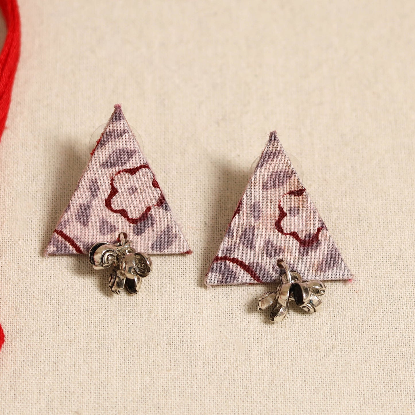 Red - handmade fabart shell necklace set 20 - handcrafted