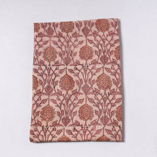 Brown - Pedana Kalamkari Block Printed Cotton Precut Fabric (1.5 meter) 27