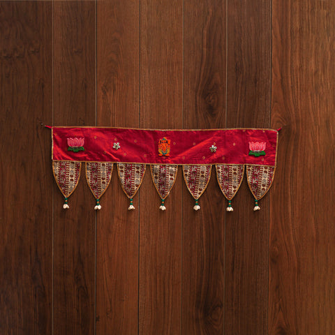 Handmade shell work fabric toran for home decor 07