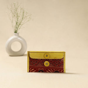 Handcrafted Kutch Embroidery Leather Ajrakh Clutch / Wallet 07