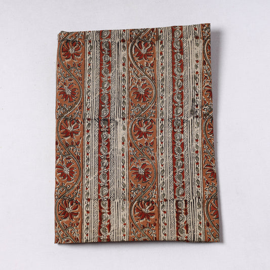 Brown - Pedana Kalamkari Block Printed Cotton Precut Fabric (2 meter) 28