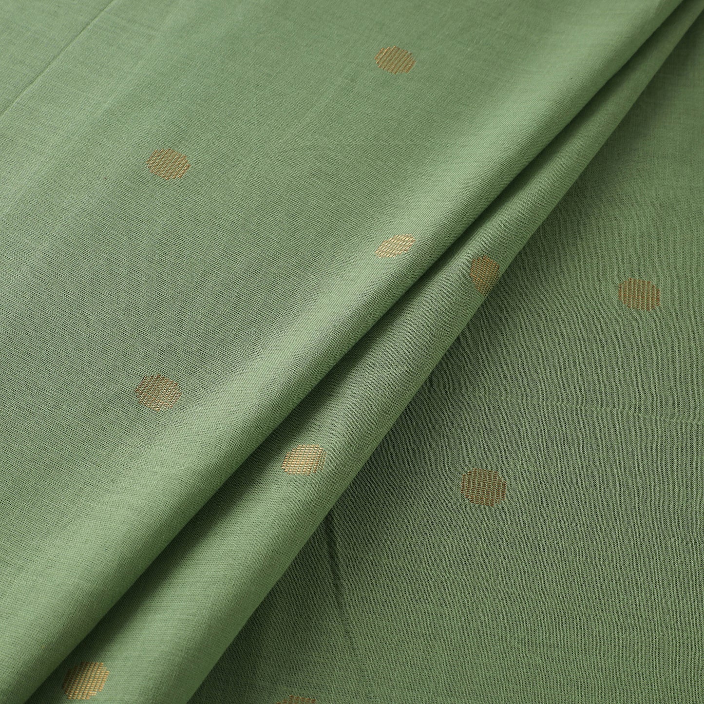 Green - Prewashed Cotton Jacquard Fabric with Zari Border 01